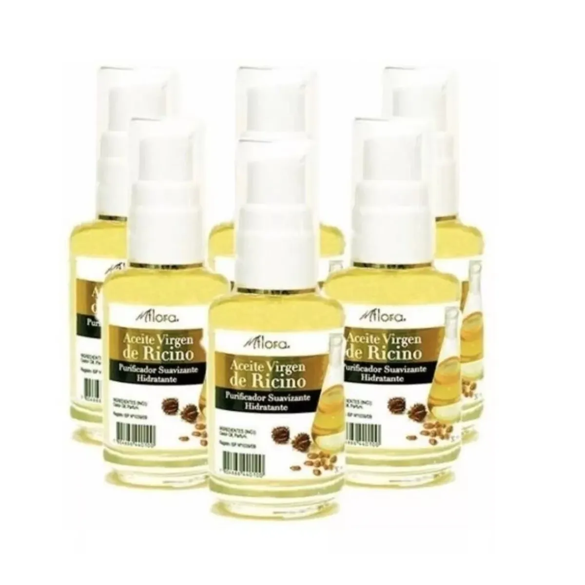 MFLORA - Pack 5 Aceite Virgen De Ricino Pelo Y Pestañas 30ml MFlora.-