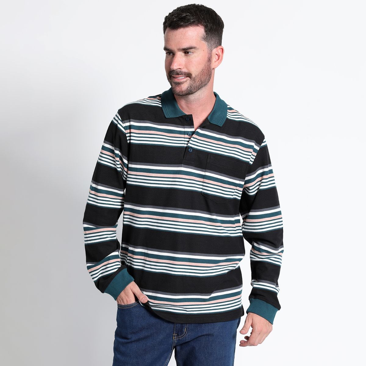 KOTTING - Polera Piqué Listada Manga Larga Regular Fit KOTTING