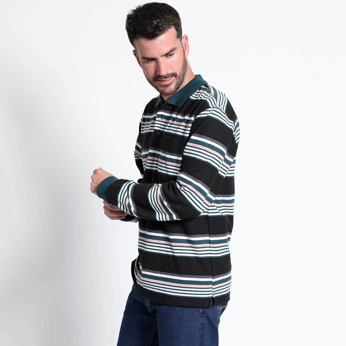 KOTTING - Polera Piqué Listada Manga Larga Regular Fit KOTTING