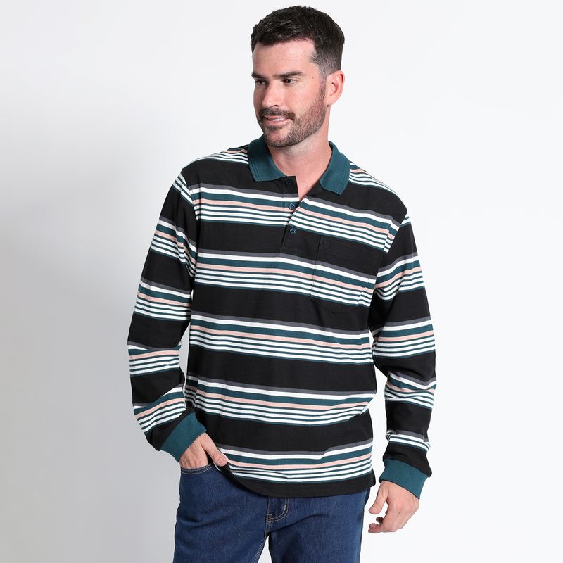 KOTTING - Polera Piqué Listada Manga Larga Regular Fit KOTTING