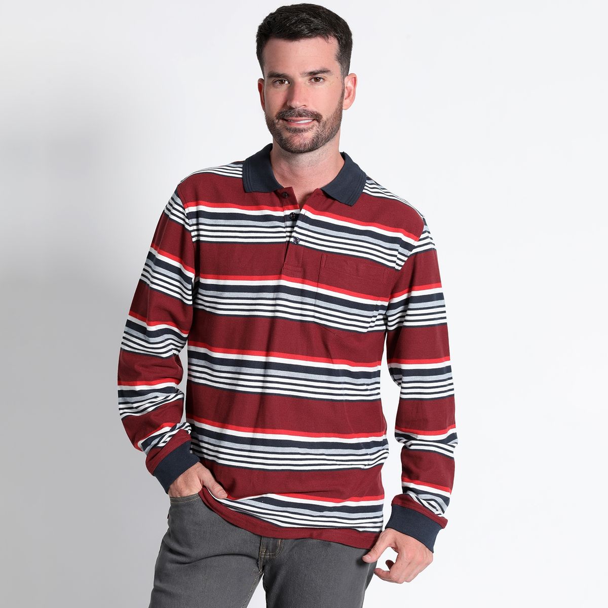 KOTTING - Polera Piqué Listada Manga Larga Regular Fit KOTTING