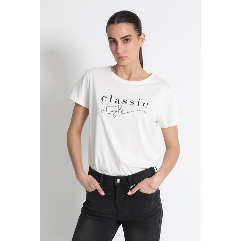 LIOLA - Polera Estampado Letras Blanco Liola