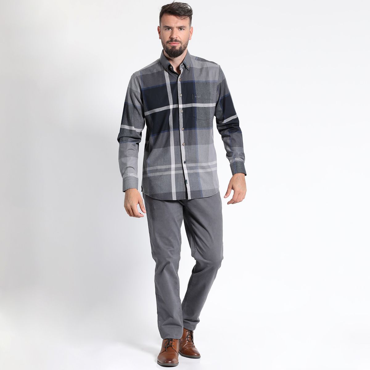 MCGREGOR - CAMISA MANGA LARGA VILLELA CUADRILLÉ YD REGULAR FIT SPANDEX MCGREGOR