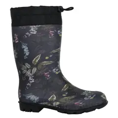 ALQUIMIA - Bota de Agua con Polar Mujer Negro Biela Flores