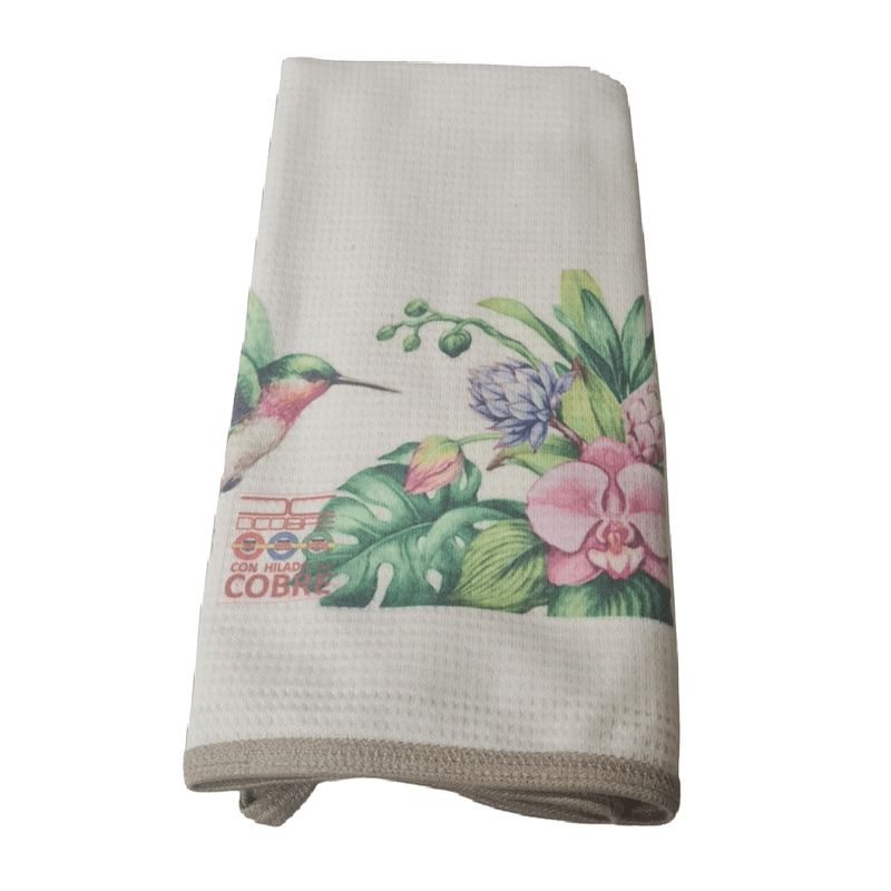 DCOBRE - 1 PAÑO DE LOZA POLYCOTTON GRUESO  EN COBRE DISEÑO COLIBRI