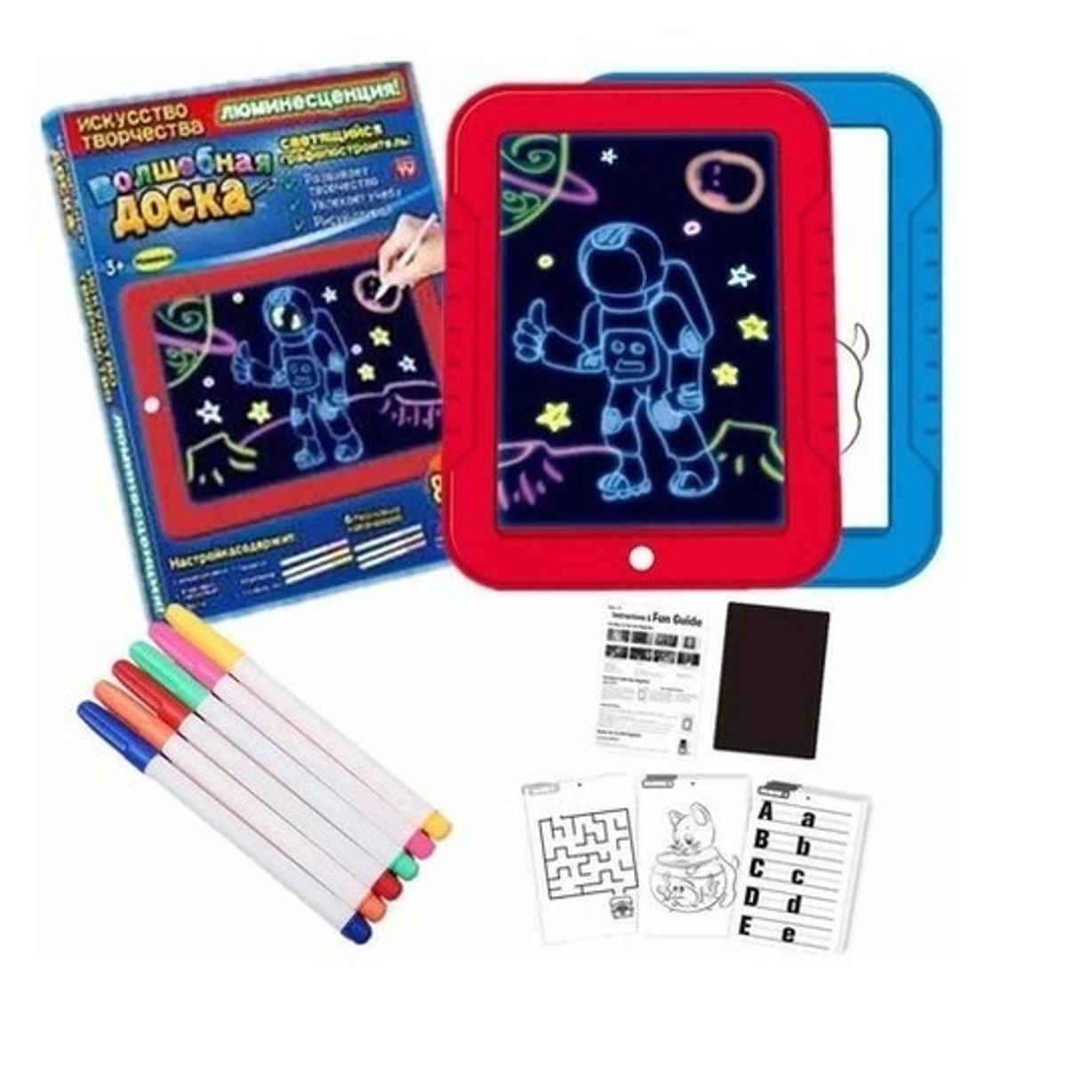 GENERICO - Pack x2 Pizarra De Dibujo Mágico Luz Led  Plumones Niños