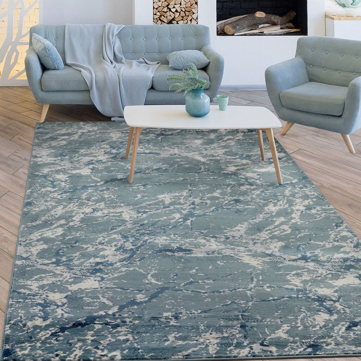 MODA ALFOMBRAS - Alfombra Babil Azul 120 x 180 cm