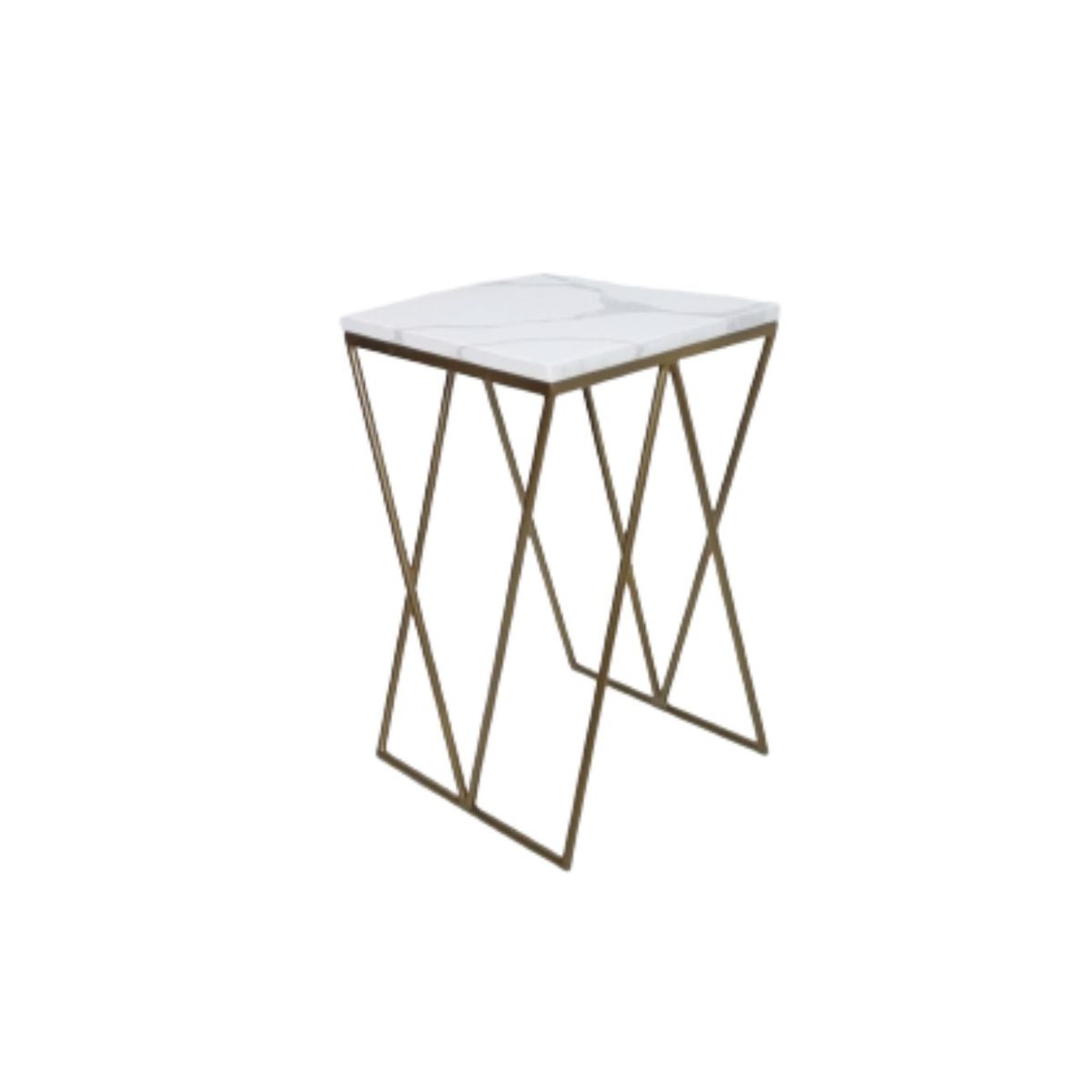 GENERICO - Mesa lateral MLF04 Base Dorada Cubierta Blanca