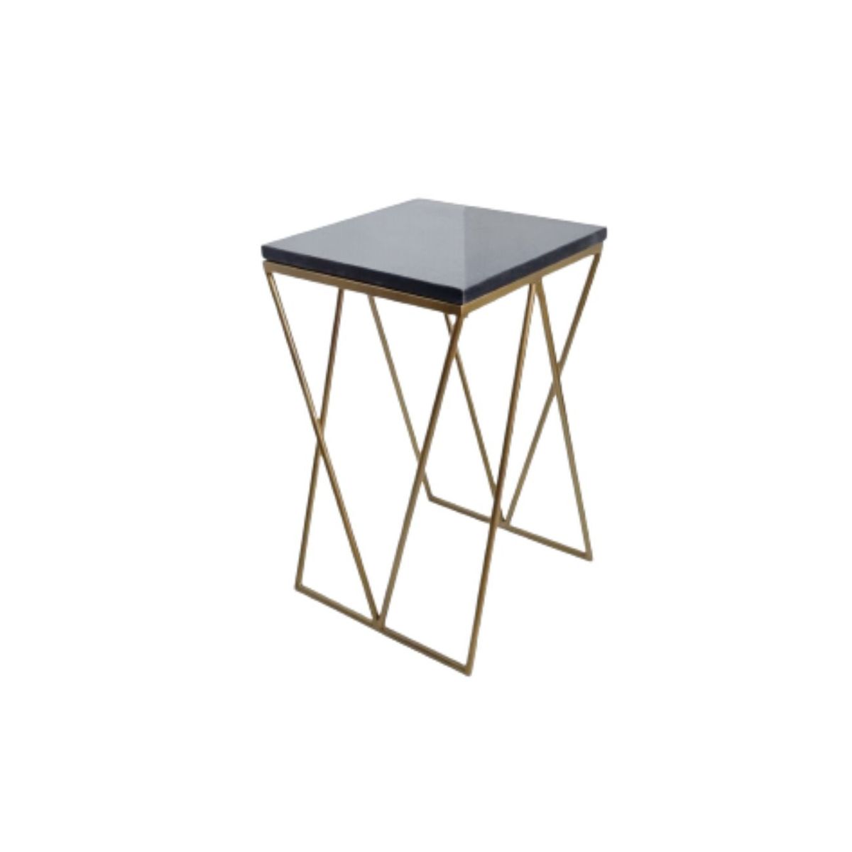 GENERICO - Mesa lateral MLF04 Base Dorada Cubierta Negra