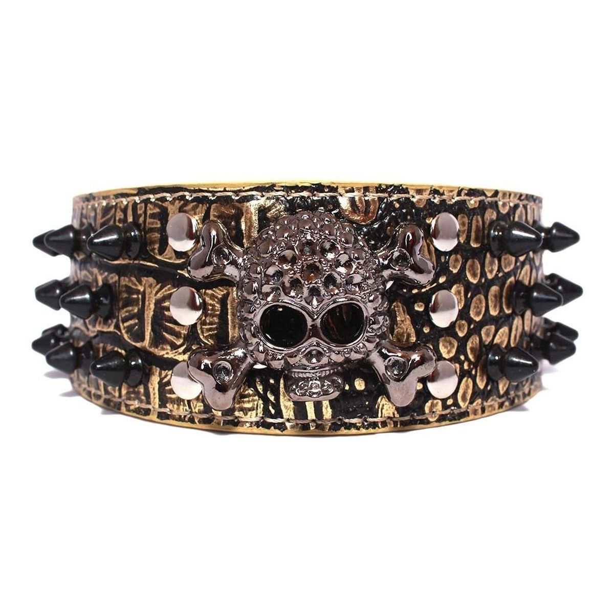 MASCAN - Collar Perro Calavera Puntas Redondas 2Xl Dorado Mascan