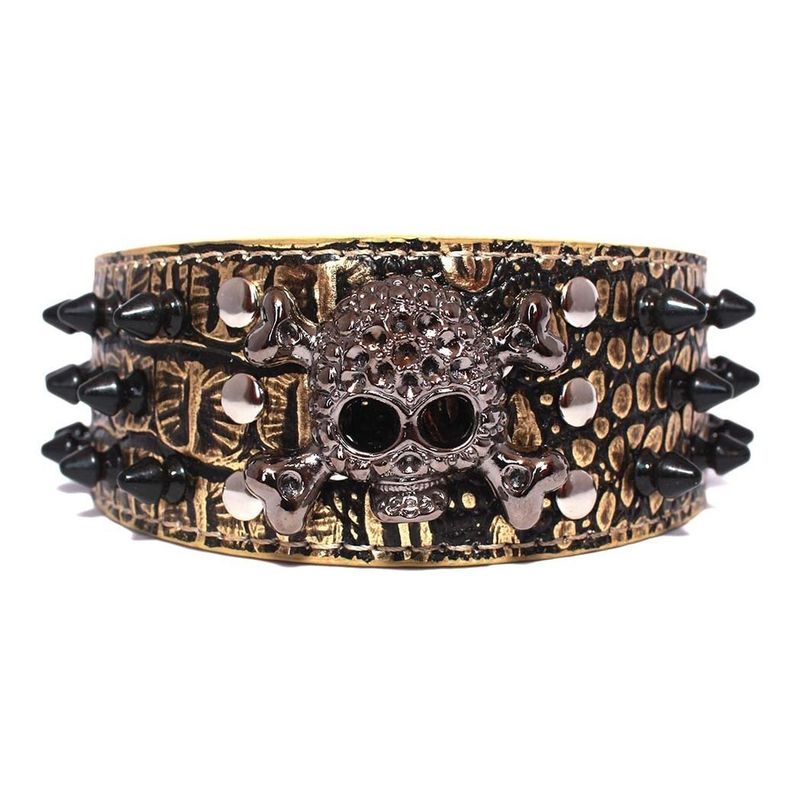 MASCAN - Collar Perro Calavera Puntas Redondas 3Xl Dorado Mascan