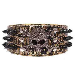 MASCAN - Collar Perro Calavera Puntas Redondas 3Xl Dorado