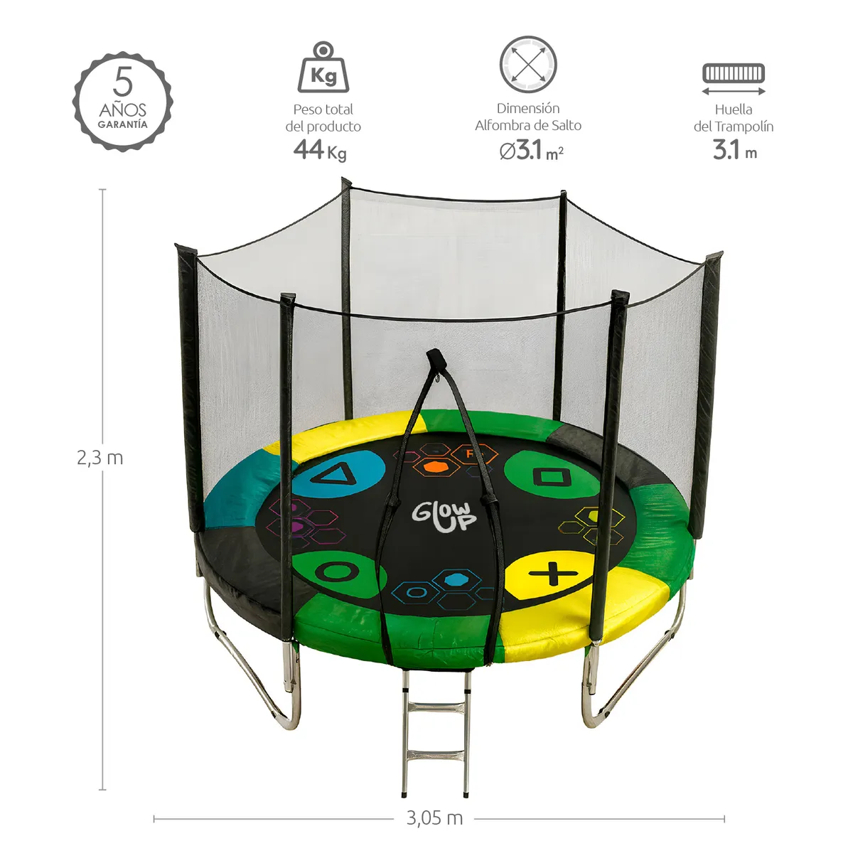 GLOWUP - Cama elástica Glowup 3,05 mts 10ft Edición ltda Exclusiva