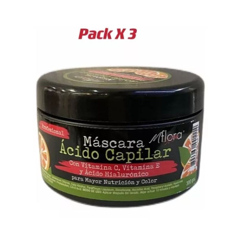 GENERICO - Pack 3 Crema Capilar Con Vitamina Y Acido Hialuronico Mflora