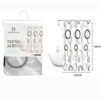 Cortina Baño Ducha Poliéster 180x180 Blanco con Negro