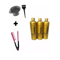 Kit Alisado Keratina 500ml Dorado Peineta Kit Aplicación