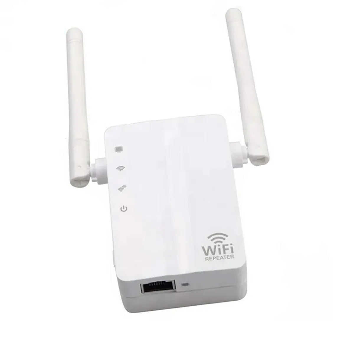 GENERICO - Solo 300Mbps Mini enrutador Repetidor WiFi Extensor de rango de red Booster N300 Wi-Fi Aumento único Antenas externas duales UE / EE. UU. / Enchufe