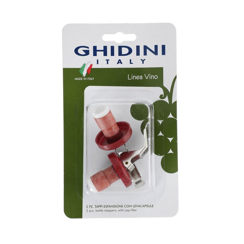 GHIDINI - Set 2 Tapones Burdeos  Botella Linea Vino