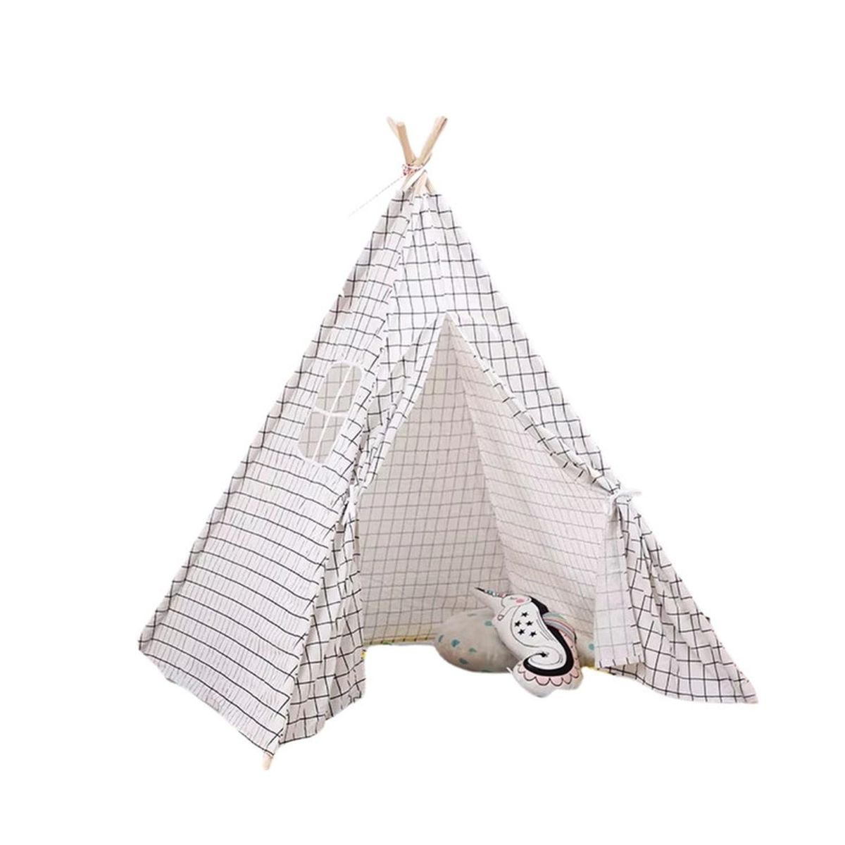FIGLIO - Carpa Tipi Niños Infantil 160 Cm Cuadros Juguete Decoracion