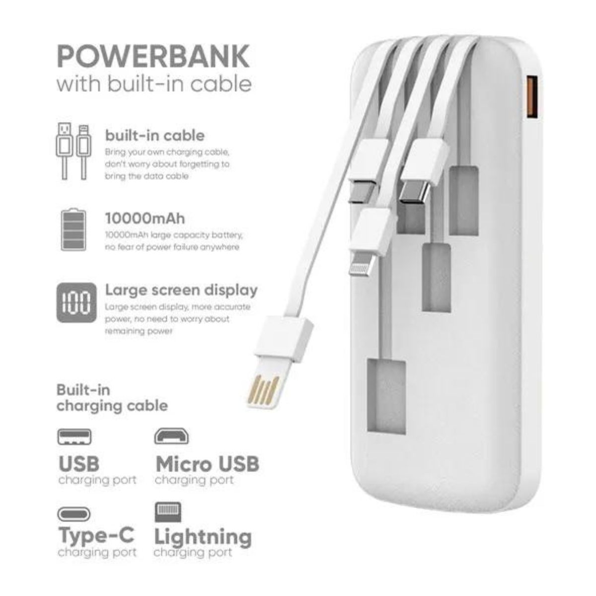 GENERICO - Power Bank Bateria Externa 10000MAH