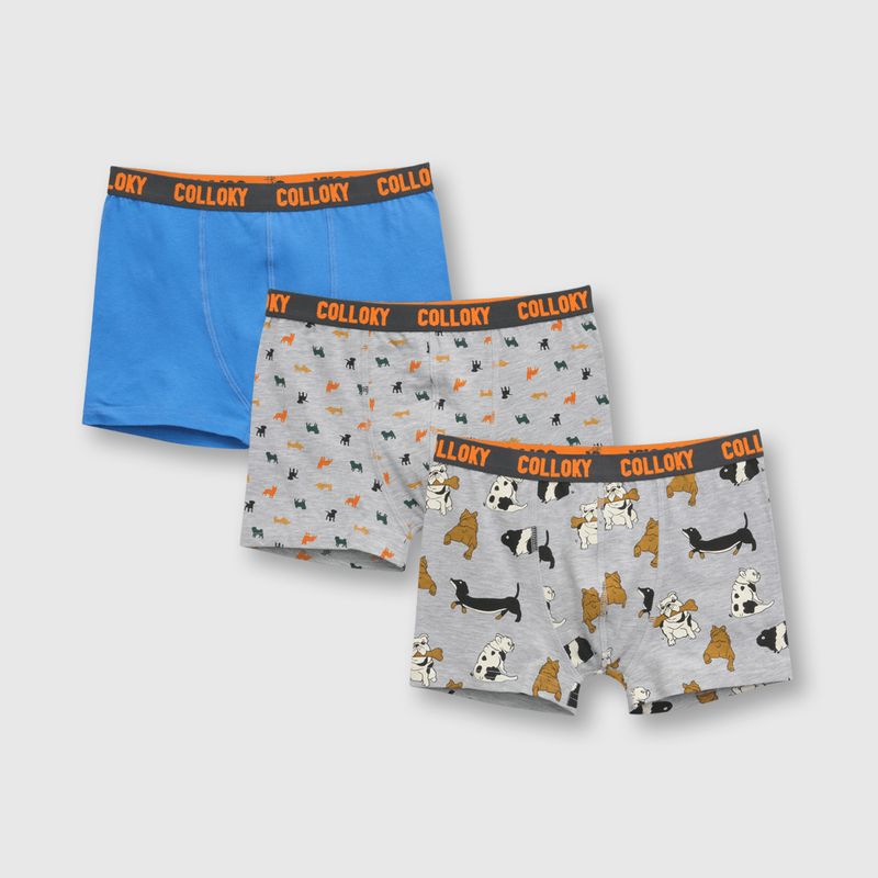 COLLOKY - Boxer de niño 3 pack perros (2 a 12 años)