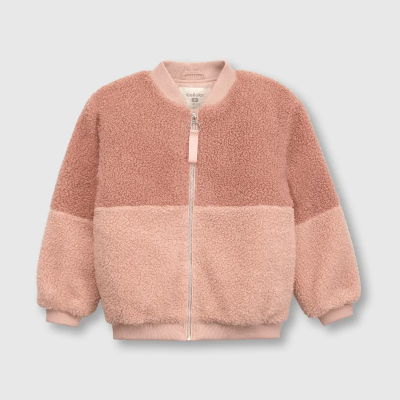 COLLOKY - Chaqueta de niña peluda bloques (2 a 12 años)