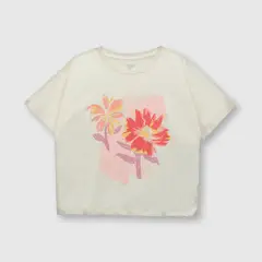 COLLOKY - Polera de niña flores beige (2 a 12 años)