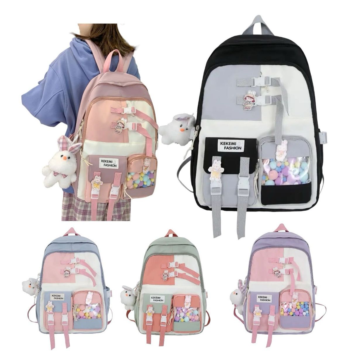 MV MOVAC - Mochila Bolso Escolar Kawaii Estilo Coreano Gran Capacidad Impermeable