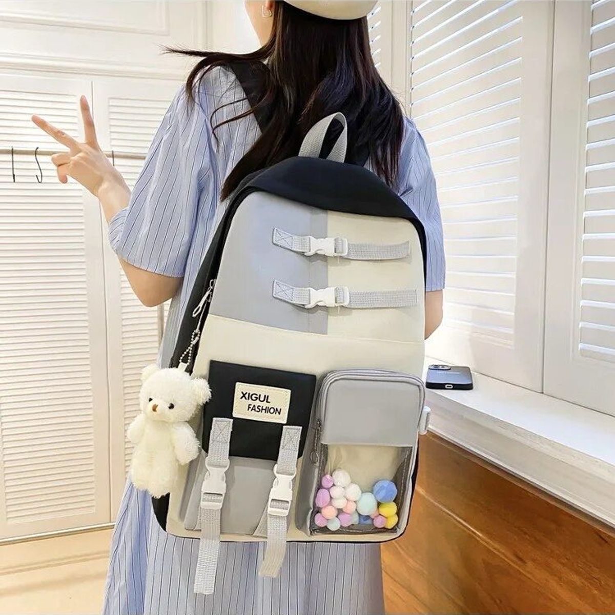 MV MOVAC - Mochila Bolso Escolar Kawaii Estilo Coreano Gran Capacidad Impermeable