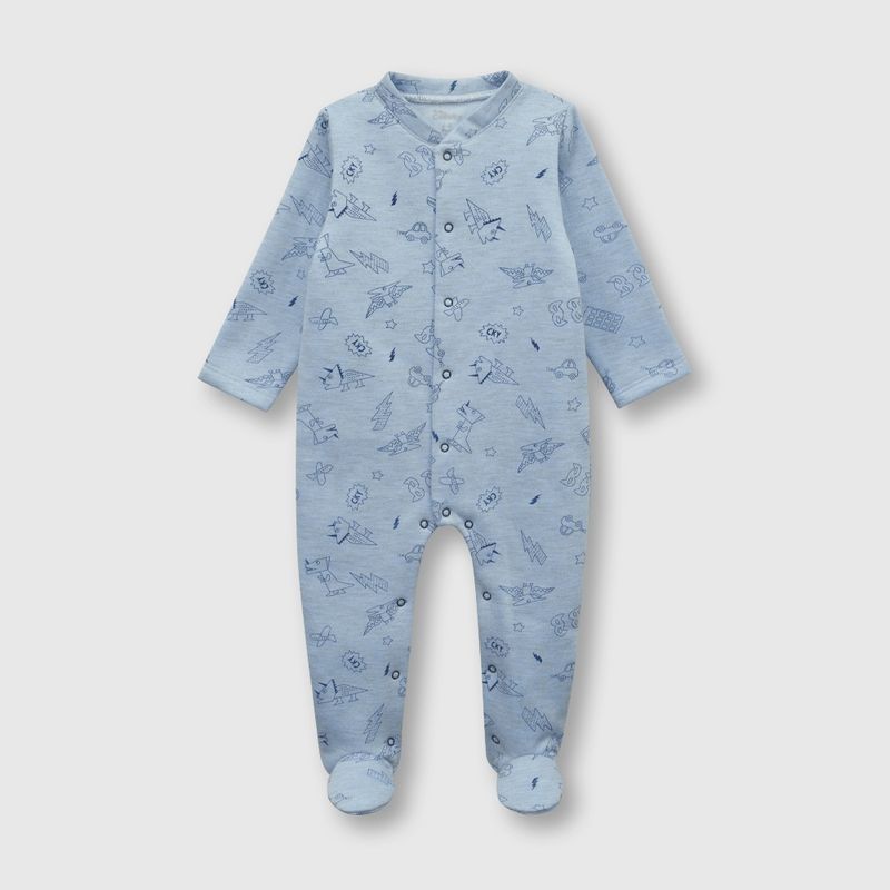 COLLOKY - Pijama de bebé niño de franela enterito celeste (0 a 24 meses)