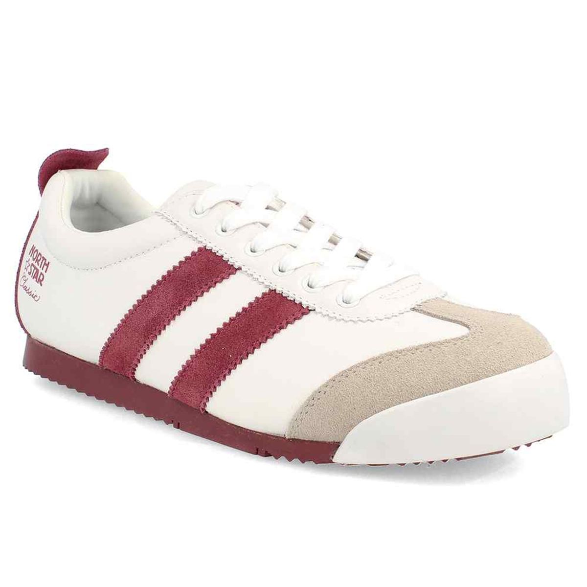 NORTH STAR - Zapatilla North Star Classic Retro Premium Cuero Blanco  Burdeo