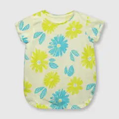 COLLOKY - Polera de niña flores amarilla (2 a 12 años)._