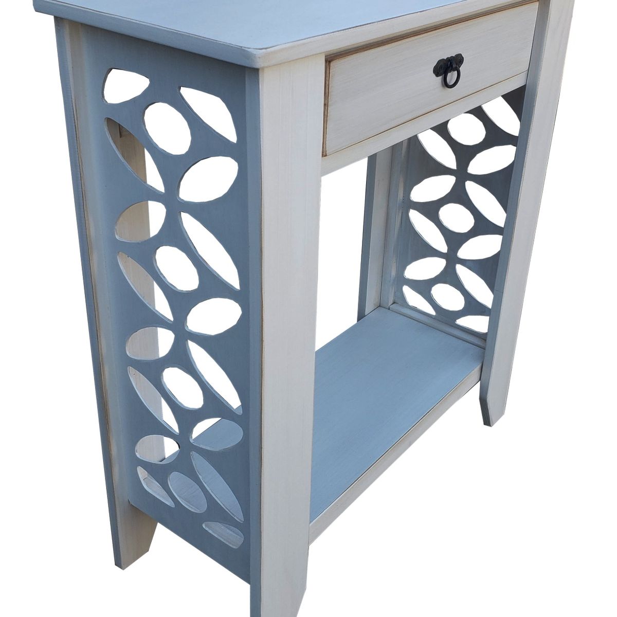 MARFELD MUEBLES - mesa de arrimo calado blanco