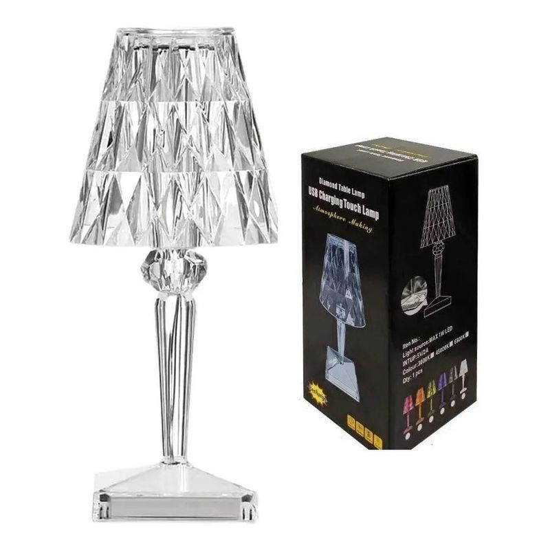 GENERICO - Lampara de Mesa Velador recargable diamante usb