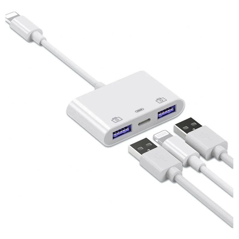 KUANGYE - Adaptador A Usb Para iPhone iPad 3 En 1