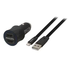 PHILIPS - Cable Lightning + Cargador de Auto USB