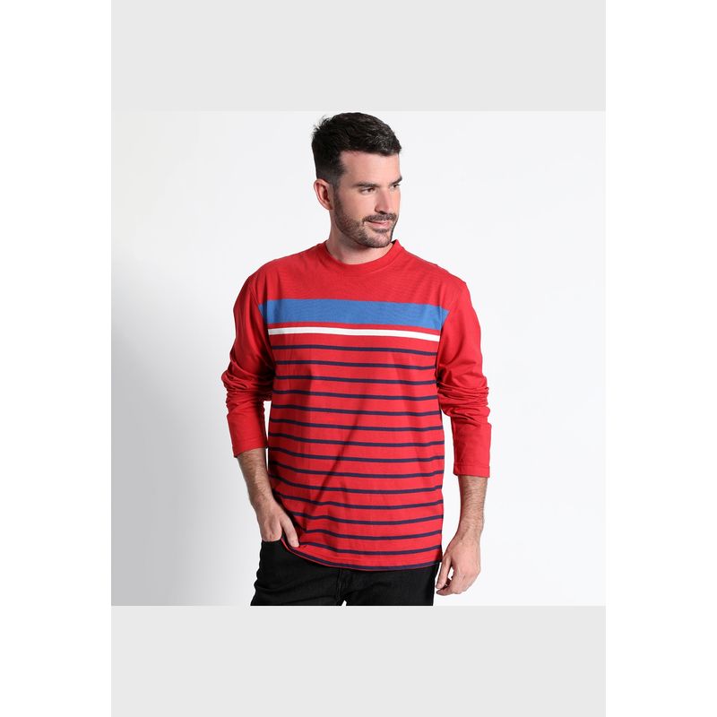 KOTTING - Polera Jersey Listada Cuello Redondo Manga Larga Regular Fit KOTTING