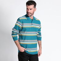 Polera Piqué Listada Manga Larga Regular Fit
