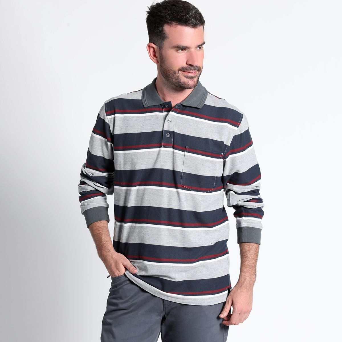KOTTING - Polera Piqué Listada Manga Larga Regular Fit KOTTING