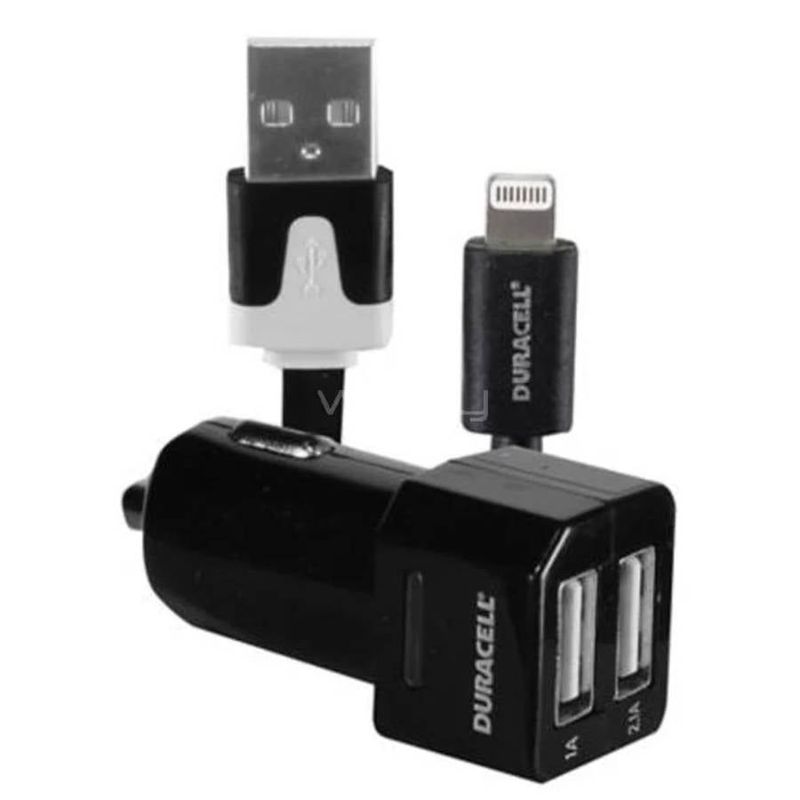 DURACELL - Kit Cargador de Auto Duracell Iphone 5/6 Certificado DURACELL