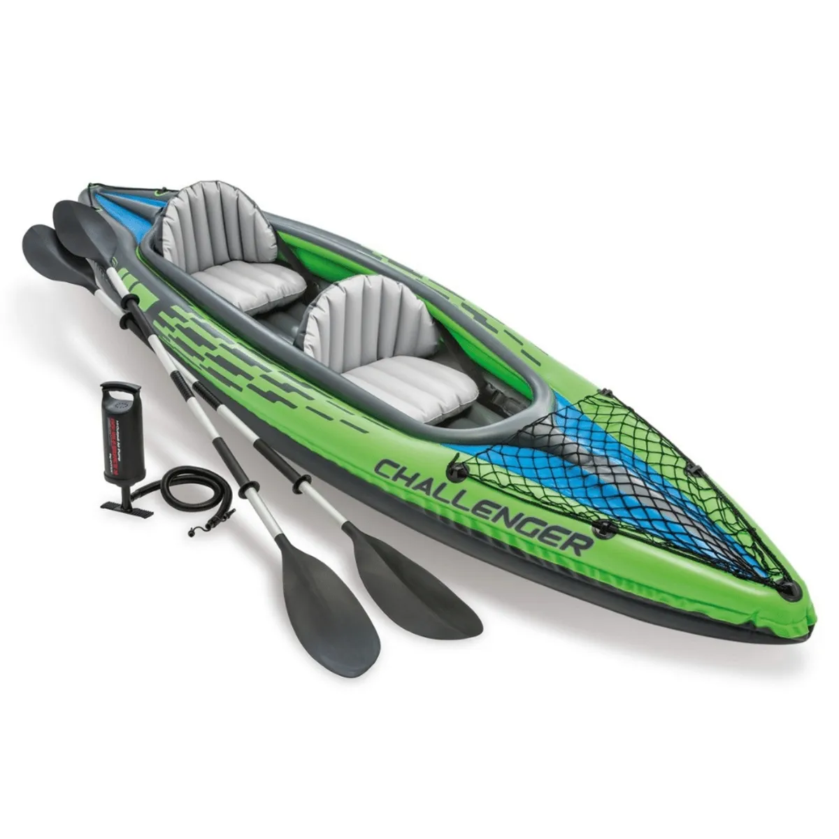 INTEX - Kayak Inflable Challenger K2 Set Capacidad 2 Personas + Remos + Inflador