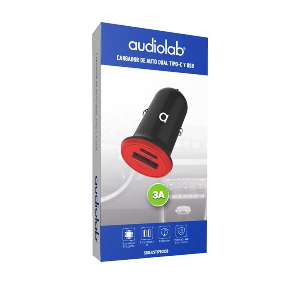 AUDIOLAB - Cargador de Auto dual Tipo C y USB Audiolab AUDIOLAB