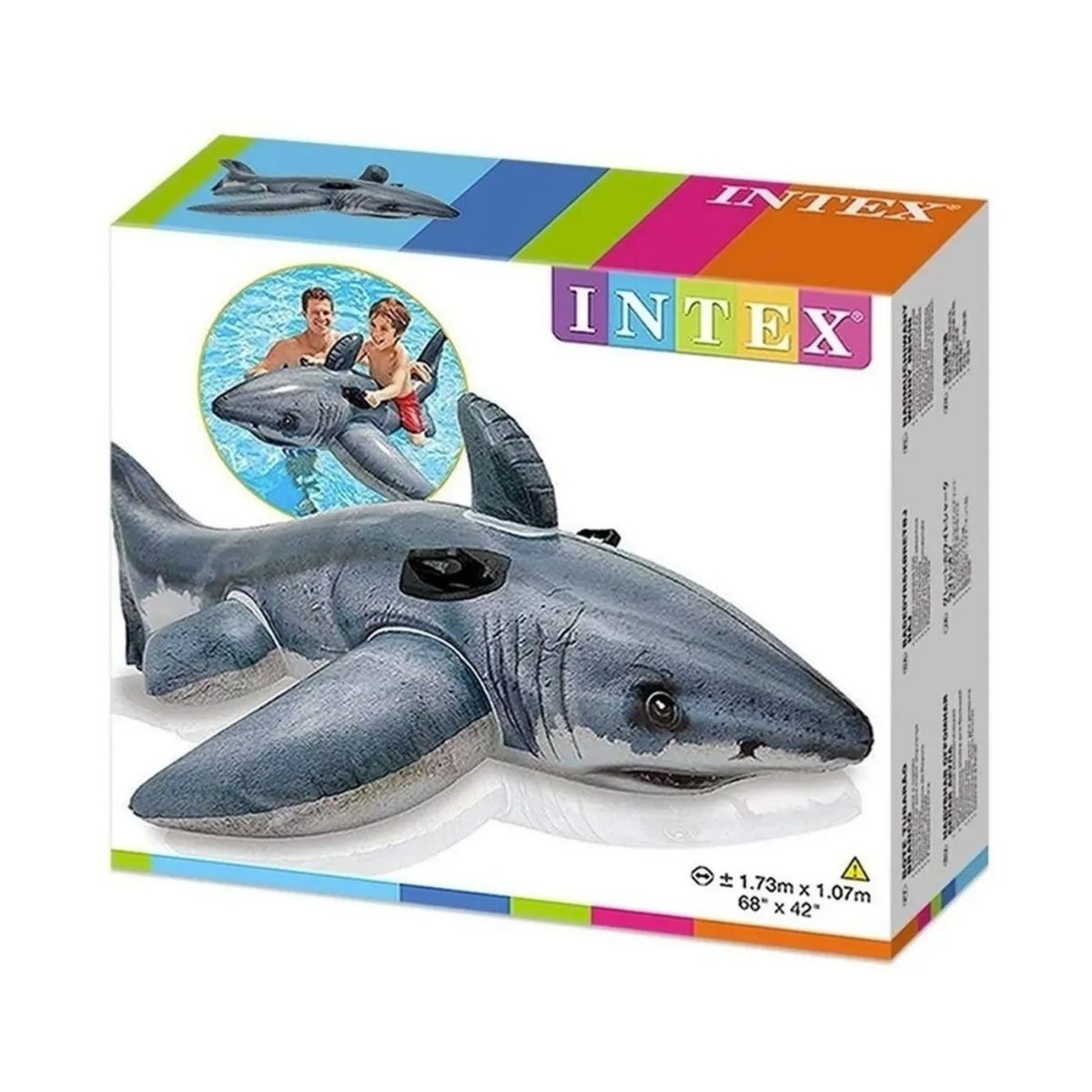 INTEX - Flotador Inflable Diseño Tiburón Realista 173x107 Cm Grey White Shark