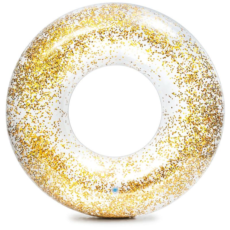 INTEX - Flotador Inflable Redondo Brillo 107x27 Cm Sparkling Glitter Tube Dorado