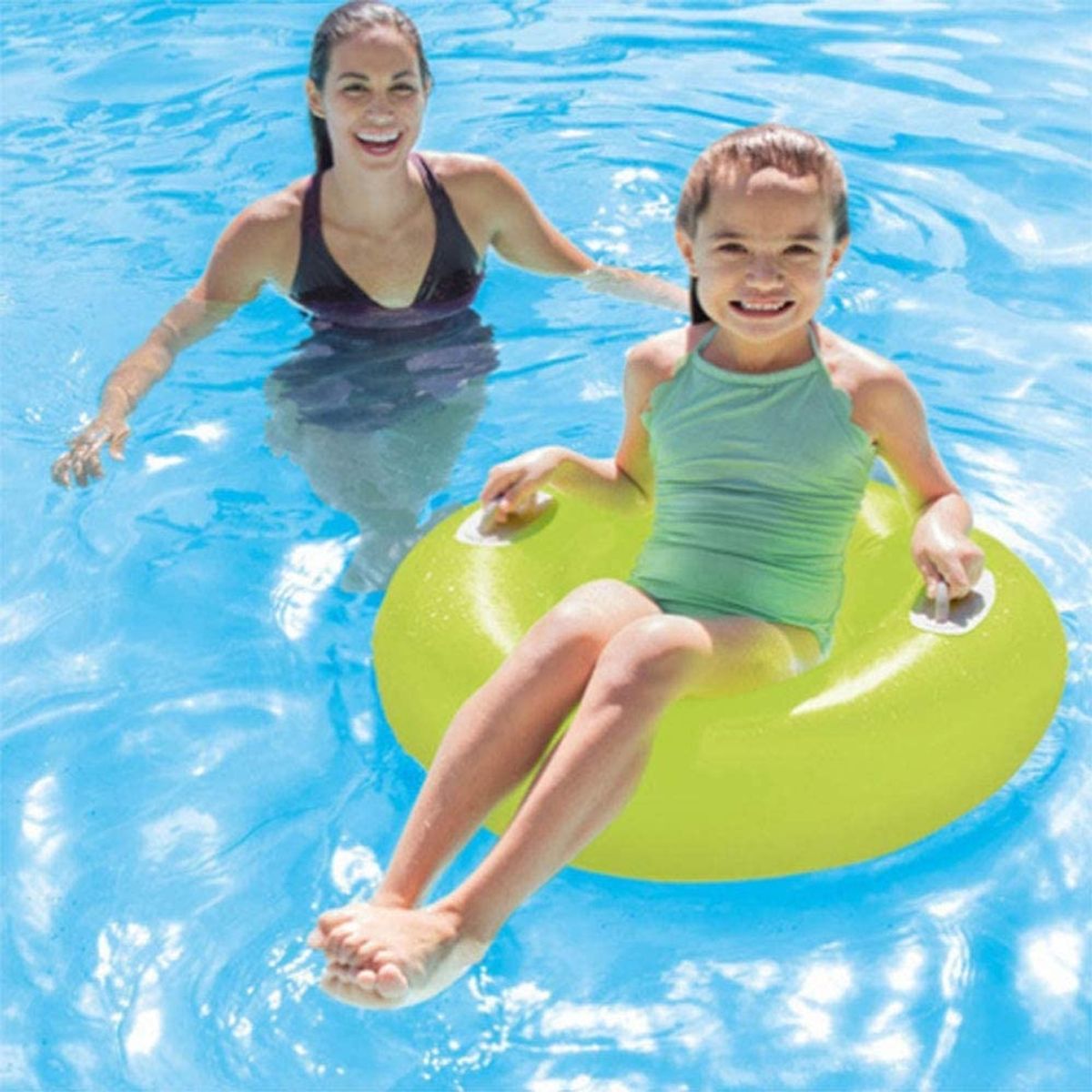 INTEX - Flotador Inflable Redondo con Sujetadores 76 Cm High-Gloss Tube Amarillo