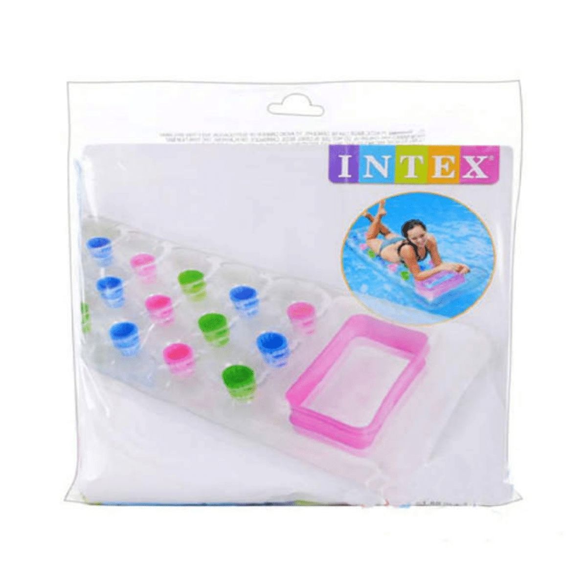 INTEX - Flotador Inflable Mat Pocket Suntanner 188x71 Cm Transparente Rosado