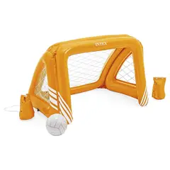 INTEX - Juego Piscina Inflable Arco Fútbol y Waterpolo Fun Goals + Pelota Inflable Naranja