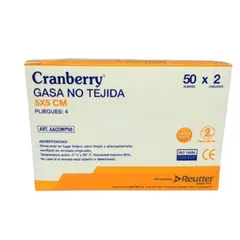 CRANBERRY - Gasa No tejida Estéril 5x5 cm 4 pliegues -