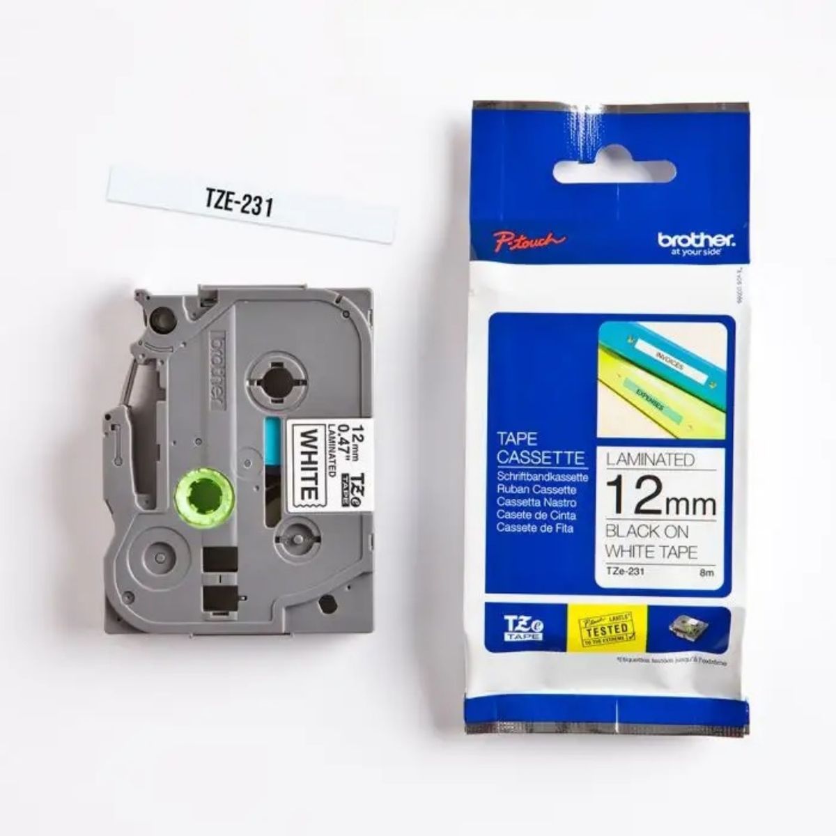 BROTHER - Cinta adhesiva blanca TZe231 12mm x 8mts