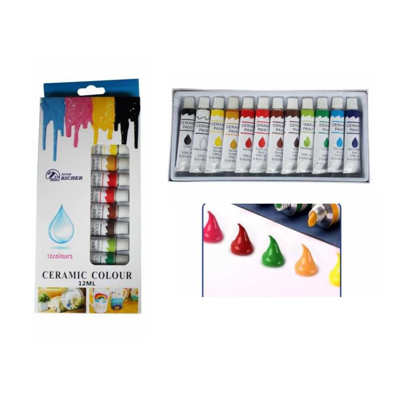 GENERICO - Pintura para Cerámica Ceramic Colour Set 12 Colores 12ml